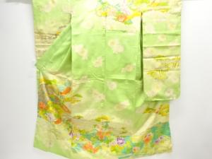 アンティーク　花鳥模様刺繍振袖